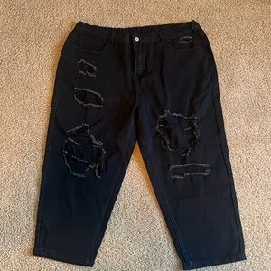 Plus Size Black Distressed Jeans